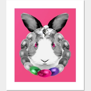 Easter Bunny Egg Wreath Posters and Art